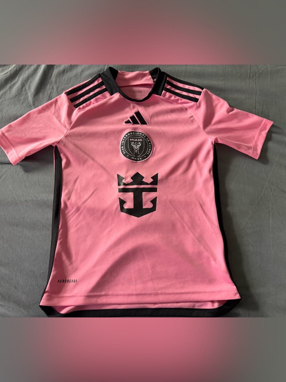 adidas Pink Short-Sleeve Soccer Jersey with Black Details